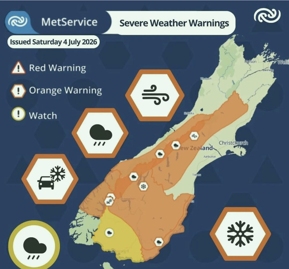 狂跌至-5.3°C!特大暴雪+暴雨+强风席卷,新西兰迎来“数日连击”超强冬季风暴!